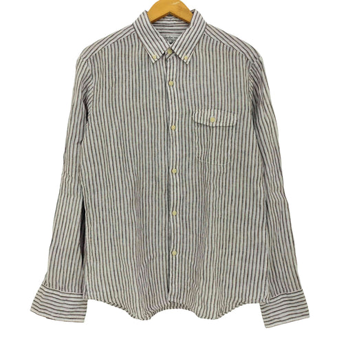 スティーブンアラン Steven Alan リネン ストライプ ボタンダウンシャツ メンズ JPN:L