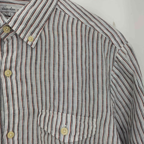 スティーブンアラン Steven Alan リネン ストライプ ボタンダウンシャツ メンズ JPN:L