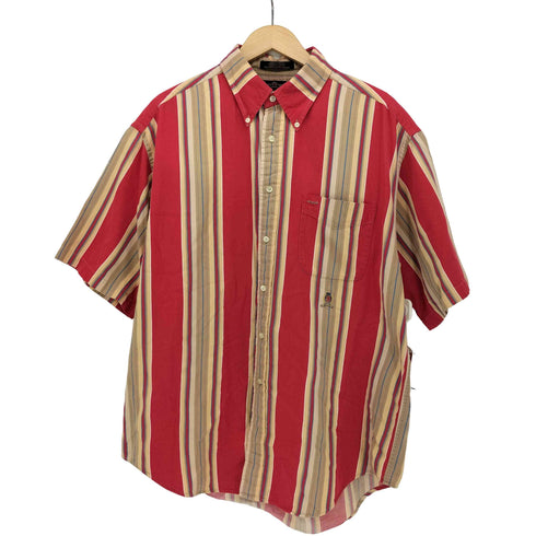 トミーヒルフィガー TOMMY HILFIGER ビッグシルエット ストライプ ボタンダウンシャツ 半袖 メンズ L