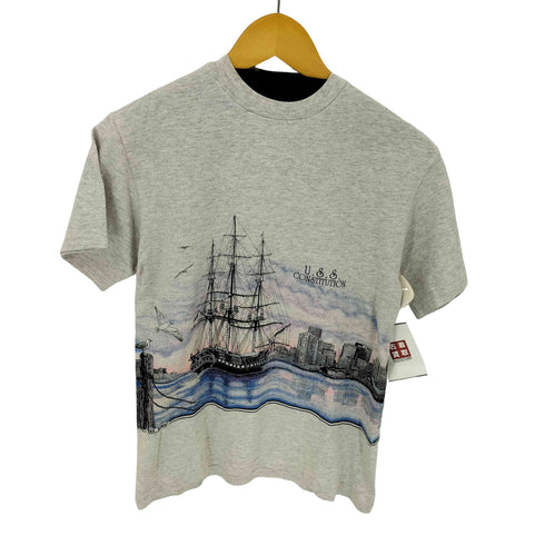 アンビル Anvil 90S USA製 U.S.S CONSTITUTION プリント クルーネック Tシャツ メンズ import:S