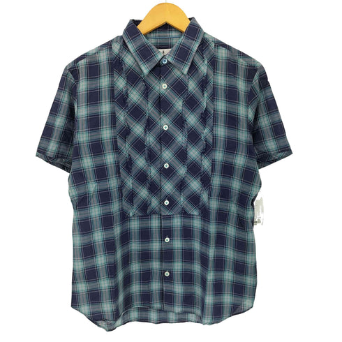 ランバンオンブルー LANVIN en Bleu フリル S/S チェックシャツ メンズ EUR:46