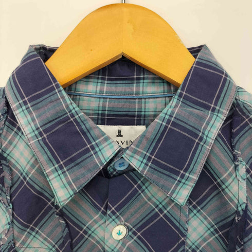 ランバンオンブルー LANVIN en Bleu フリル S/S チェックシャツ メンズ EUR:46