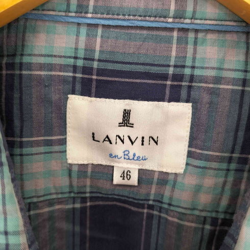 ランバンオンブルー LANVIN en Bleu フリル S/S チェックシャツ メンズ EUR:46