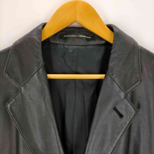 ゴルチエオムオブジェ GAULTIER HOMME objet 裏地チェック ラムレザーチェスターコート メンズ EUR:50