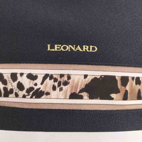 レオナール LEONARD ロゴ刺繍 レオパード柄 切替 ハンドバッグ レディース