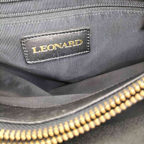 レオナール LEONARD ロゴ刺繍 レオパード柄 切替 ハンドバッグ レディース