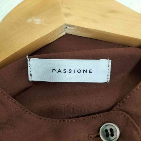 パシオーネ PASSIONE バックフリル バンドカラーシャツブラウス レディース JPN:38