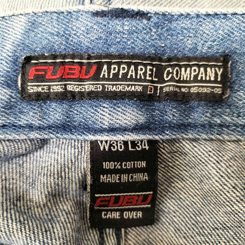 フブ FUBU 90-00S ワイド ダメージ ウォッシュド デニム パンツ メンズ W36 L34