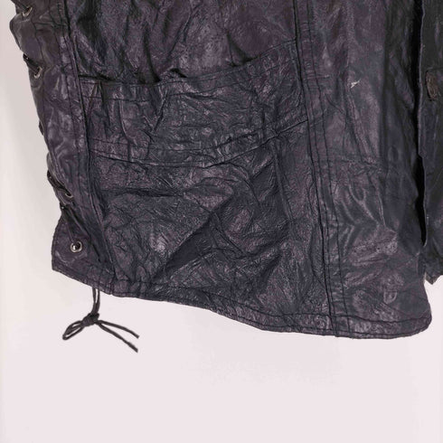 GENUINE HOG LEATHER BY ROCKY RANCH HIDES レザー 切替 サイドレース ベスト メンズ
