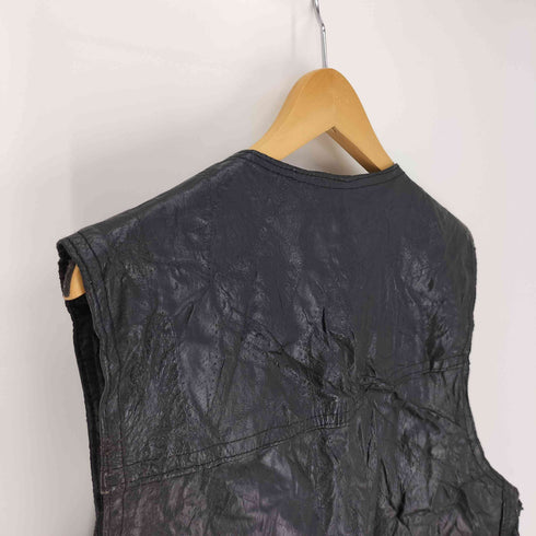GENUINE HOG LEATHER BY ROCKY RANCH HIDES レザー 切替 サイドレース ベスト メンズ