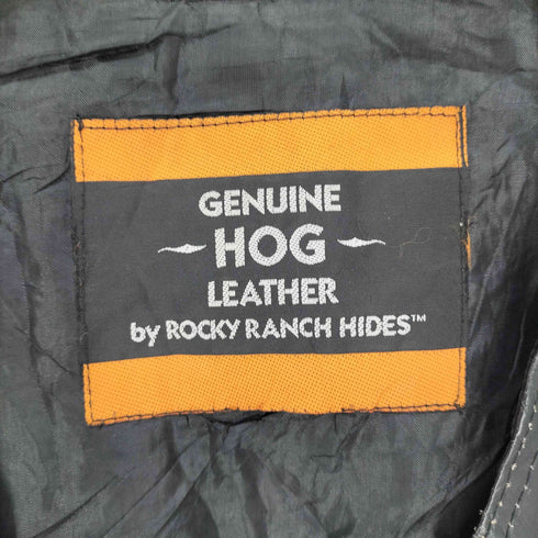 GENUINE HOG LEATHER BY ROCKY RANCH HIDES レザー 切替 サイドレース ベスト メンズ
