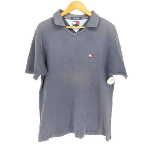 トミーヒルフィガー TOMMY HILFIGER 鹿の子 ロゴ刺繍Vネックポロシャツ メンズ JPN:L