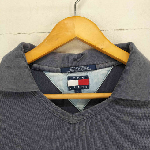 トミーヒルフィガー TOMMY HILFIGER 鹿の子 ロゴ刺繍Vネックポロシャツ メンズ JPN:L