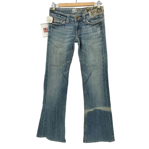 miss me JEANS USA製 ターコイズ スタッズ ブーツカット デニム フレアパンツ Y2K レディース 25