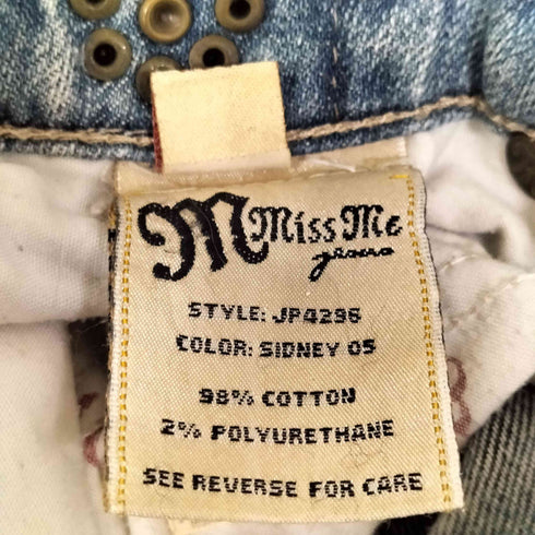 miss me JEANS USA製 ターコイズ スタッズ ブーツカット デニム フレアパンツ Y2K レディース 25