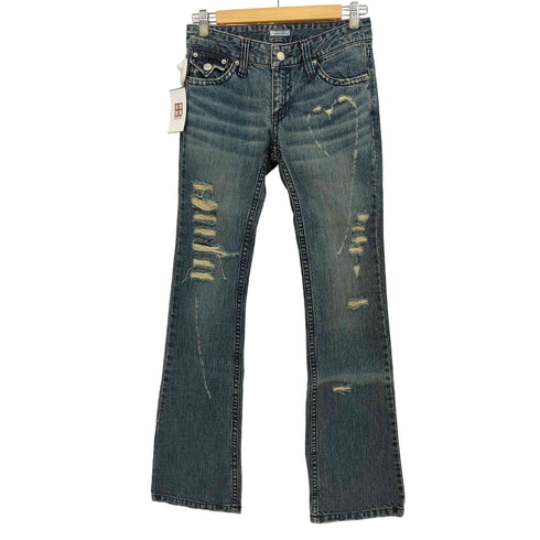 sheath ダメージ加工 ブーツカット デニム フレアパンツ Y2K レディース