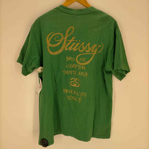 ステューシー Stussy 紺タグ USA製 ラメロゴクルーネックTシャツ メンズ JPN:L