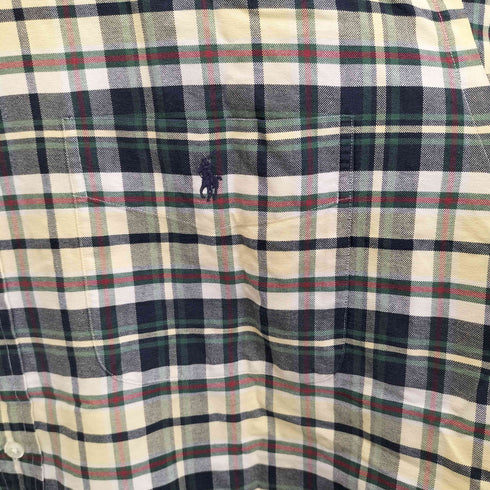 ラルフローレン RALPH LAUREN 90S BIG SHIRT ポニー刺繍 チェック ボタンダウン L/S シャツ メンズ import:XL