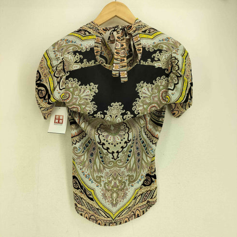 エトロ ETRO イタリア製 シルク100 半袖 総柄 シャツ レディース JPN:38