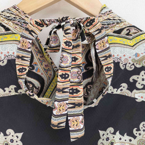 エトロ ETRO イタリア製 シルク100 半袖 総柄 シャツ レディース JPN:38
