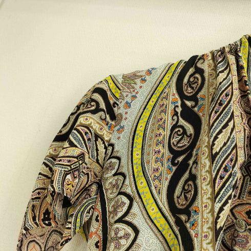 エトロ ETRO イタリア製 シルク100 半袖 総柄 シャツ レディース JPN:38
