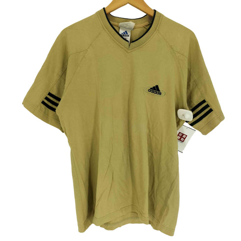 アディダス adidas 90S 旧タグ パフォーマンス ロゴ Vネック ラインデザイン S/S Tシャツ メンズ import:M M