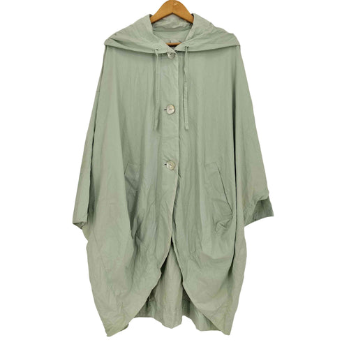 ツモリチサト TSUMORI CHISATO 貝ボタン ナイロン フーデット ドルマンコート レディース JPN:M