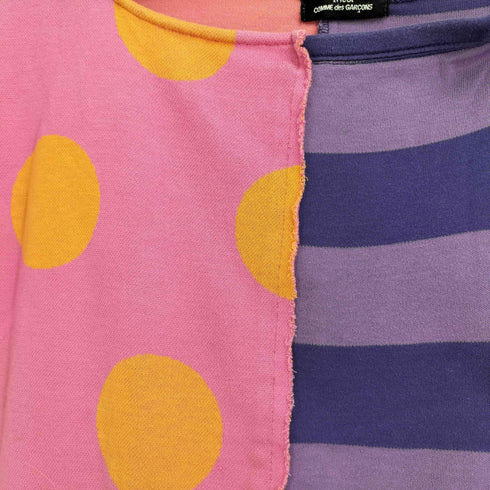 トリココムデギャルソン tricot COMME des GARCONS ダメージ加工 ボーダー マーブル柄 ドッキング S/S Tシャツ レディース