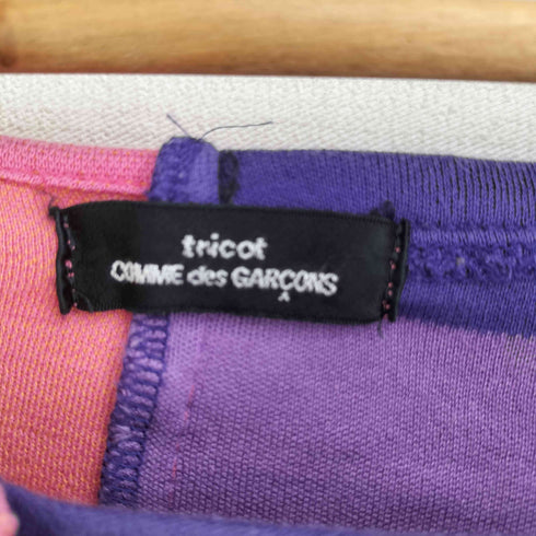 トリココムデギャルソン tricot COMME des GARCONS ダメージ加工 ボーダー マーブル柄 ドッキング S/S Tシャツ レディース