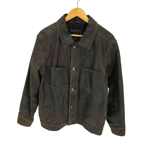 ザラ ZARA 牛革 POCKET LEATHER JACKET メンズ S-M