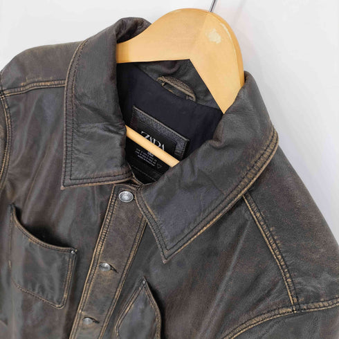 ザラ ZARA 牛革 POCKET LEATHER JACKET メンズ S-M