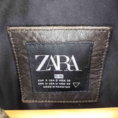 ザラ ZARA 牛革 POCKET LEATHER JACKET メンズ S-M