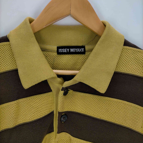イッセイミヤケ ISSEY MIYAKE ボーダーコットンカットソー 長袖ポロ メンズ JPN:M