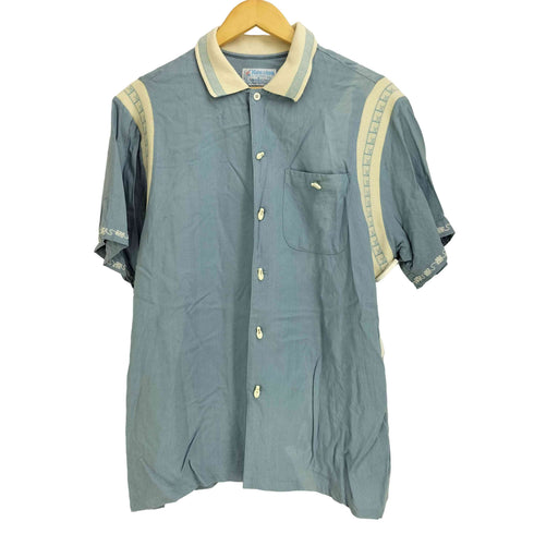 ヒューストン HOUSTON ピン型ボタン バックプリント ボーリングシャツ メンズ import:M