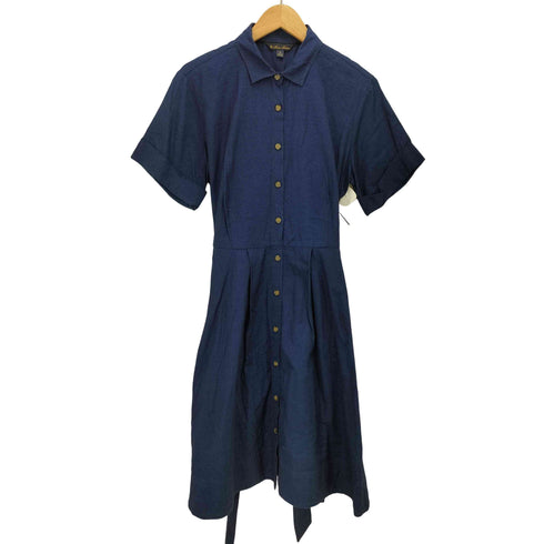 ブルックスブラザーズ BROOKS BROTHERS インディゴ コットン ウエストベルト S/S シャツ ワンピース レディース US:6