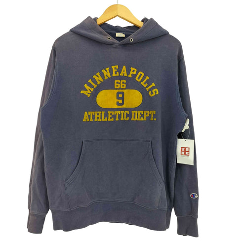 チャンピオン Champion MINNEAPOLIS フロッキープリント ナス紺 パーカー メンズ import:XL
