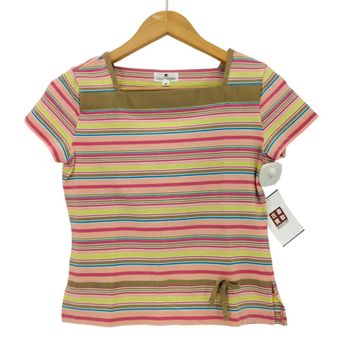 クレージュ courreges スクエアネック ボーダー Tシャツ レディース JPN:9号