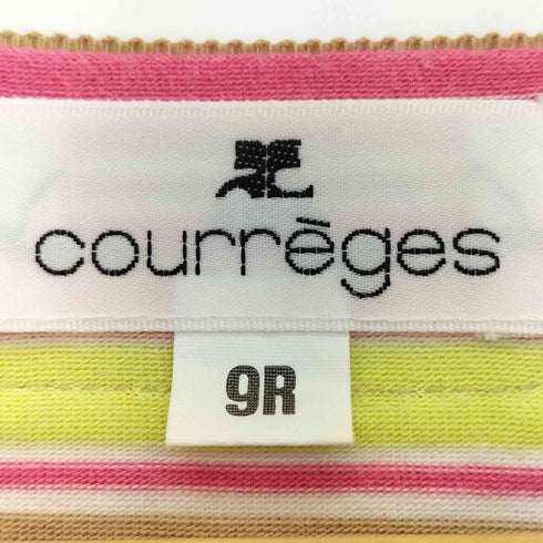 クレージュ courreges スクエアネック ボーダー Tシャツ レディース JPN:9号