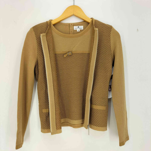 クレージュ courreges フェイクスエード切替 半袖ニット&ジップニット アンサンブル レディース JPN:38