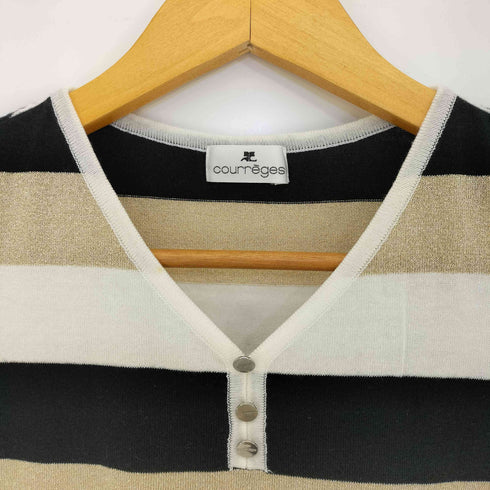 クレージュ courreges ラメ ボーダー ノースリーブ ニット レディース JPN:38