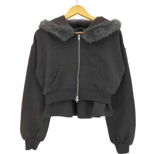 グレイル GRL ファーフードジップパーカー×ミニスカートセットアップ レディース M