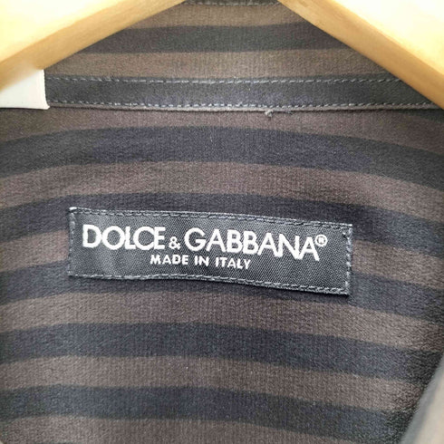 ドルチェアンドガッバーナ DOLCE&GABBANA イタリア製 ストライプ レギュラーカラー シルク L/S シャツ メンズ 15 1/4 40