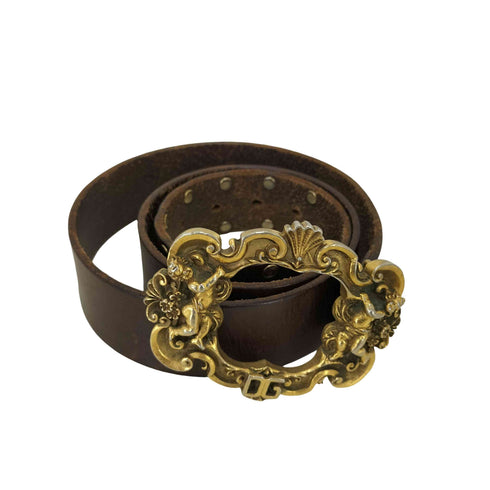 ドルチェアンドガッバーナ DOLCE&GABBANA エンジェルバックル スタッズ レザー ベルト メンズ