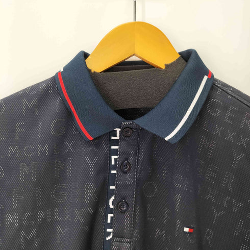 トミーヒルフィガー TOMMY HILFIGER ロゴ刺繍 総柄メッシュポロシャツ メンズ LL