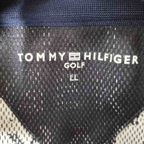 トミーヒルフィガー TOMMY HILFIGER ロゴ刺繍 総柄メッシュポロシャツ メンズ LL