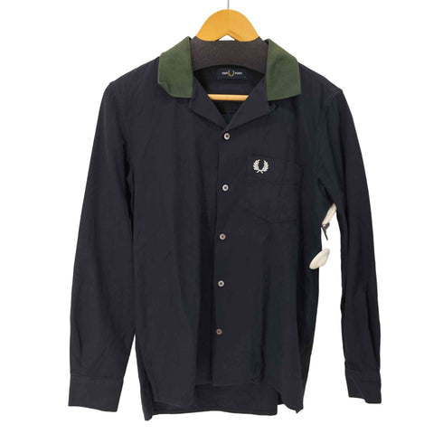 フレッドペリー FRED PERRY フロントロゴ刺繍 バイカラー L/S 開襟シャツ メンズ import:S