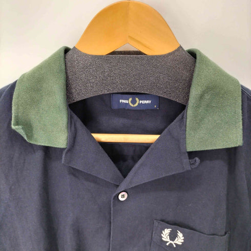 フレッドペリー FRED PERRY フロントロゴ刺繍 バイカラー L/S 開襟シャツ メンズ import:S