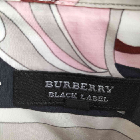 バーバリーブラックレーベル BURBERRY BLACK LABEL ロゴ刺繍 総柄 マルチカラー コットン 半袖 シャツ メンズ JPN:3