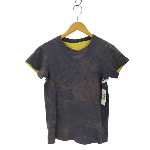 ムラ染 ダブルフェイス クルーネックTシャツ ナス紺 メンズ