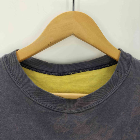 ムラ染 ダブルフェイス クルーネックTシャツ ナス紺 メンズ